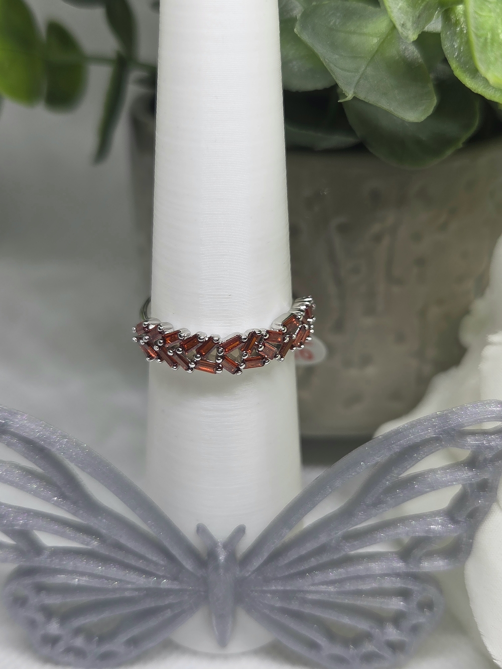 BP Amber CZ Band On Rhodium Plating